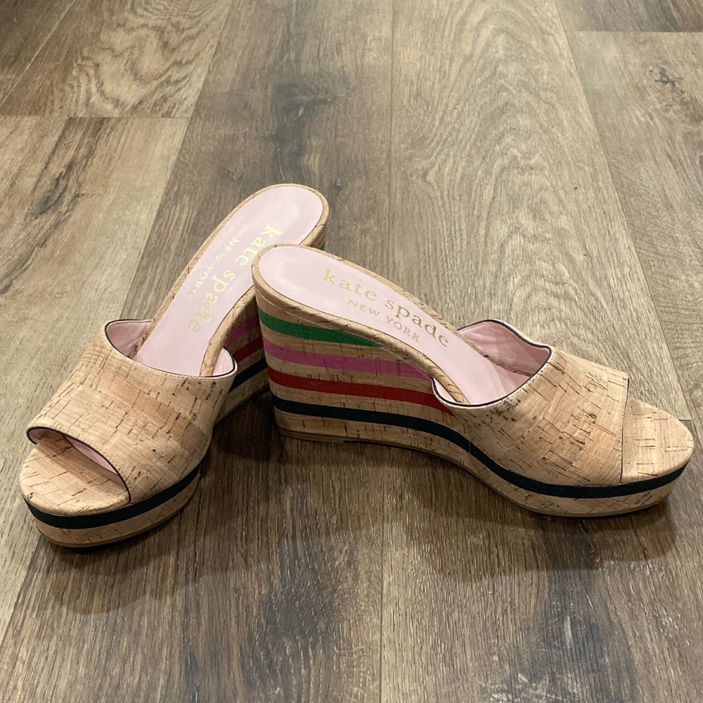 Kate Spade New York Penelope Cork Wedges Shoes Heels Spring Summer Easter Size 9 - Picture 7 of 10